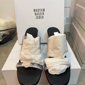 Maryam Nassir Zadeh Olympia Wedge Sandals Womens Black Clear Strap EU 40.5
